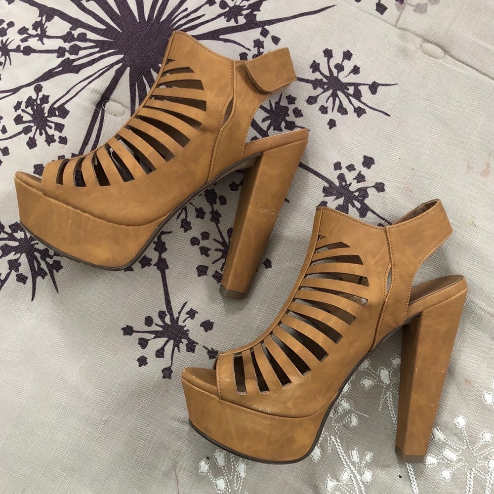 Chunky Brown Platform Heels